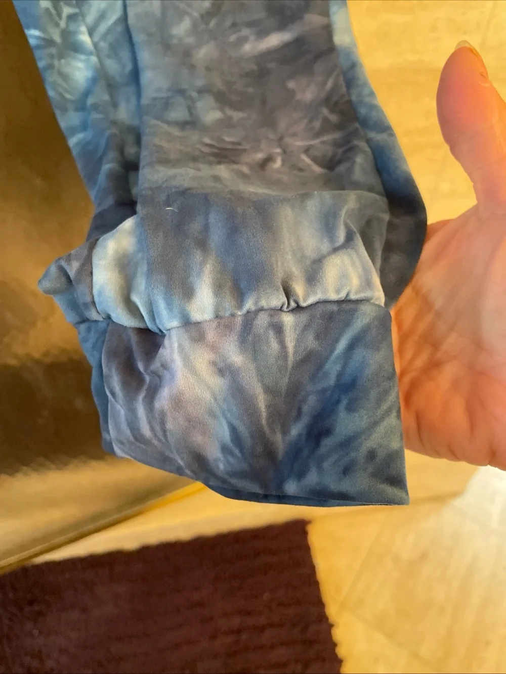 Women’s Blue Tie-Dye Elastic Drawstring Waist/Ankles Jogger Pants Size Large